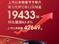 2020年底，第七代伊兰特一个月售出近2万辆。